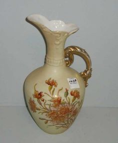 Ewer with Cream Background and Floral and Gold Decoration - Rudolstadt, Germany
