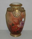 Nippon Vase Floral Decorated and Raised Gold Decoration - Marked Hand Painted Nippon 