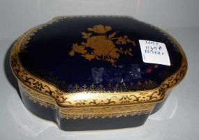 Limoges Cobalt Oval Covered Trim Box