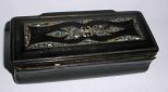 Gutta Percha Rectangular Snuff Box with Abalone Pearl Inlay