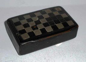 Gutta Percha Snuff Box with Pewter Inlay