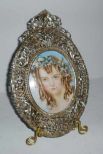 Miniature Painting of Victorian Lady In Pierced Frame
