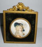 Miniature Painting of Edwardian Lady In Gilt Frame
