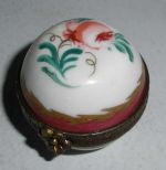 French Small Pill Box with Pink Floral Decorations