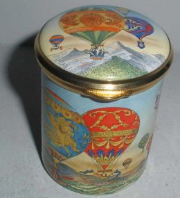 Staffordshire Covered Enameled Box with Balloons