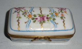 Limoges Porcelain Floral Stamp Box