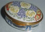 Staffordshire Enameled Oval Box with Decorations