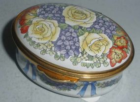 Staffordshire Enameled Oval Box with Decorations