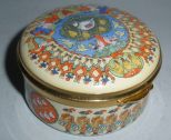 Round Staffordshire Low Covered Box with Christmas Decorations