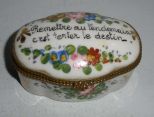 Oval Floral Covered Hinged Box Writing on Top France