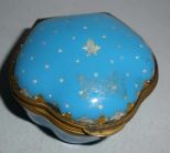 Blue Enameled Hinged Box with Gold and Silver Decorations