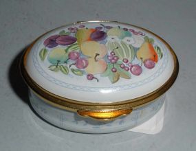 Staffordshire Oval Enameled Covered Box with Fruit