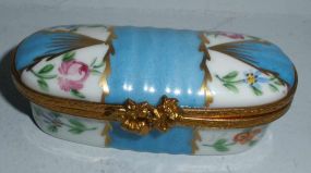 Limoges Blue and Floral Decorated Hinged Box