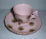 Pink Demi Cup & Saucer Paper Sticker Richard. Roses & Greenery