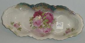 German Celery Dish with Roses & Gold Gilt