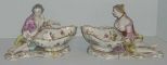 Pair of Old Paris Master Salts Lady & Gentleman Reclining