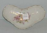 Bone Dish w/Pale Purple Floral Decoration