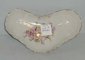 Bone Dish w/Pale Purple Floral Decoration