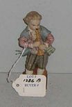 Sitzendorf Figurine Boy w/Horn, Pastel Color Clothing