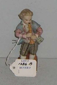 Sitzendorf Figurine Boy w/Horn, Pastel Color Clothing