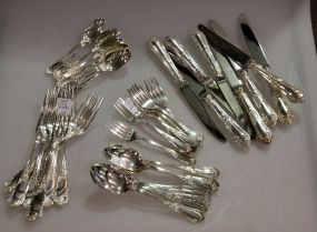 Five Place Setting for Six in Rocaille Sterling Flatware by Erquis 30 Pieces.