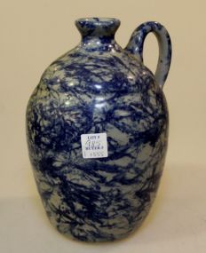 Blue Spongeware Jerry Brown Pottery Jug