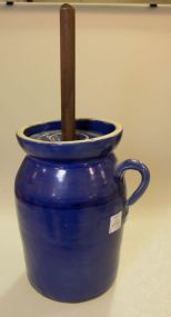 Jerry Brown Blue Pottery Churn