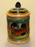 German Majolica Covered Tobacoo Jar