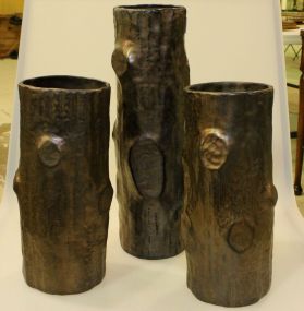 Three Pottery Treeform Vases
