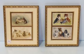 Four Framed Postcards of Dogs