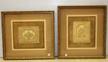 Pair Decorative Architectural Squares In Shadow Box