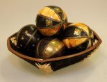 Cowhide Leather Bowl & Five Decorative Balls