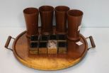 Wood Tray, Cups & Napkin Rings