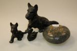Dog Lover Rock & Three Iron Figurines