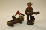 Vintage Cowboy bottle opener  and Iron Woodpecker
