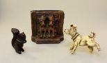 Two Wood Carvings & Dog Figure