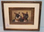 Framed Postcard of Dogs