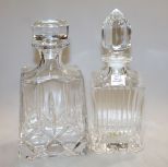 Two Heavy Crystal Decanters