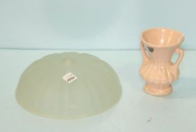 Glass Shade & Camark Pottery Vase 