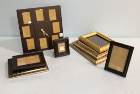 Group of Eight Various Size Frames & Picture Frame Clock