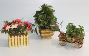 Copper Car Flower Arrangement & Two Other Arrangements 