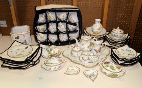 Fifty One Pieces of Anne Weatherley China, Napkins and Crystal