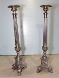 Pair of Tall Metal Candlesticks