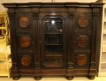 Large Triple Section Oak Belgium Bookcase 