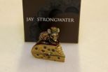 Jay Strongwater Topaz Gold Enamel Box with Mouse