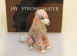 Jay Strongwater Pale Pink Enamel Figure of Dog