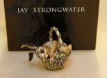 Jay Strongwater Enamel Basket with Rabbit