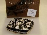 Jay Strongwater Black Enamel Deco Style Compact