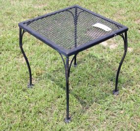 Square Black Mesh Wrought Iron Side Table 