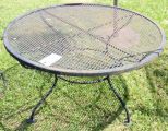 Round Black Mesh Wrought Iron Coffee Table